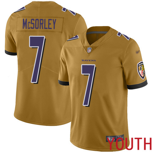 Baltimore Ravens Limited Gold Youth Trace McSorley Jersey NFL Football #7 Inverted Legend->youth nfl jersey->Youth Jersey